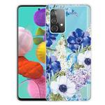 For Samsung Galaxy A32 5G Colored Drawing Pattern Highly Transparent TPU Protective Case(Blue and White Roses)