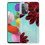 For Samsung Galaxy A32 5G Colored Drawing Pattern Highly Transparent TPU Protective Case(Red Flower)