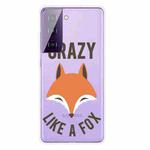 For Samsung Galaxy S21 5G Colored Drawing Pattern Highly Transparent TPU Protective Case(Fox Head)