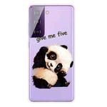 For Samsung Galaxy S21 5G Colored Drawing Pattern Highly Transparent TPU Protective Case(Tilted Head Panda)