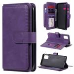 For Samsung Galaxy M31s Multifunctional Magnetic Copper Buckle Horizontal Flip Solid Color Leather Case with 10 Card Slots & Wallet & Holder & Photo Frame(Purple)