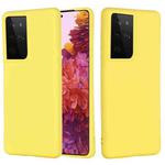 For Samsung Galaxy S21 Ultra 5G Pure Color Liquid Silicone Shockproof Full Coverage Case(Yellow)