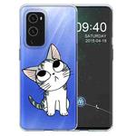 For OnePlus 9 Colored Drawing Pattern Highly Transparent TPU Protective Case(Tilted Head Cat)