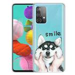 For Samsung Galaxy A52 5G / 4G Colored Drawing Pattern Highly Transparent TPU Protective Case(Pinch Face Dog)