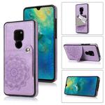 For Huawei Mate 20 Embossed Pattern PU + TPU Protective Case with Holder & Wallet & Card Slots(Purple)