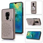 For Huawei Mate 20 Embossed Pattern PU + TPU Protective Case with Holder & Wallet & Card Slots(Grey)