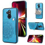 For Huawei Mate 20 Lite Embossed Pattern PU + TPU Protective Case with Holder & Wallet & Card Slots(Blue)