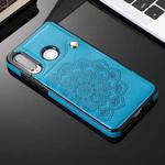For Huawei P30 Lite Embossed Pattern PU + TPU Protective Case with Holder & Wallet & Card Slots(Blue)