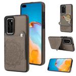 For Huawei P40 Embossed Pattern PU + TPU Protective Case with Holder & Wallet & Card Slots(Grey)