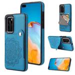 For Huawei P40 Pro Embossed Pattern PU + TPU Protective Case with Holder & Wallet & Card Slots(Blue)