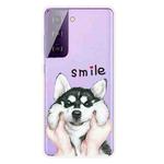 For Samsung Galaxy S21+ 5G Colored Drawing Pattern Highly Transparent TPU Protective Case(Pinch Face Dog)