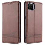 For Oppo F17 AZNS Magnetic Calf Texture Horizontal Flip Leather Case with Card Slots & Holder & Wallet(Dark Brown)