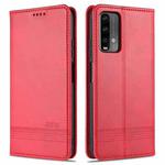 For Xiaomi Redmi Note 9 AZNS Magnetic Calf Texture Horizontal Flip Leather Case with Card Slots & Holder & Wallet(Red)