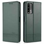 For Xiaomi Redmi Note 9 AZNS Magnetic Calf Texture Horizontal Flip Leather Case with Card Slots & Holder & Wallet(Dark Green)