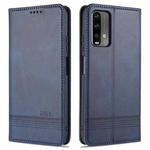 For Xiaomi Redmi Note 9 AZNS Magnetic Calf Texture Horizontal Flip Leather Case with Card Slots & Holder & Wallet(Dark Blue)