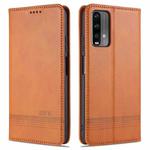 For Xiaomi Redmi Note 9 AZNS Magnetic Calf Texture Horizontal Flip Leather Case with Card Slots & Holder & Wallet(Light Brown)