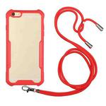 Acrylic + Color TPU Shockproof Case with Neck Lanyard For iPhone 6 Plus(Red)
