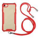 Acrylic + Color TPU Shockproof Case with Neck Lanyard For iPhone 8 Plus / 7 Plus(Red)
