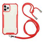 For iPhone 11 Acrylic + Color TPU Shockproof Case with Neck Lanyard (Red)