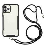 For iPhone 12 Pro Acrylic + Color TPU Shockproof Case with Neck Lanyard(Black)