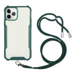 For iPhone 12 Pro Acrylic + Color TPU Shockproof Case with Neck Lanyard(Dark Green)