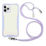For iPhone 12 Pro Max Acrylic + Color TPU Shockproof Case with Neck Lanyard(Purple)