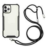 For iPhone 12 Pro Max Acrylic + Color TPU Shockproof Case with Neck Lanyard(Black)