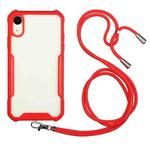 For iPhone X / XS Acrylic + Color TPU Shockproof Case with Neck Lanyard(Red)