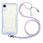 For iPhone XR Acrylic + Color TPU Shockproof Case with Neck Lanyard(Purple)