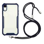 For iPhone XS Max Acrylic + Color TPU Shockproof Case with Neck Lanyard(Dark Blue)