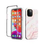 IMD 2 in 1 Upper Lower Cover Double-sided Film Marble Protective Case For iPhone 12 Pro Max(Pink)