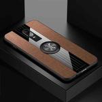 For OnePlus 6 XINLI Stitching Cloth Texture Shockproof TPU Protective Case with Ring Holder(Brown)