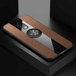 For OnePlus 6T XINLI Stitching Cloth Texture Shockproof TPU Protective Case with Ring Holder(Brown)