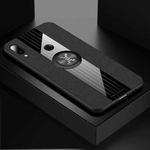 For Meizu Note 9 XINLI Stitching Cloth Texture Shockproof TPU Protective Case with Ring Holder(Black)