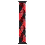 Plastic Buckle Mixed Color Nylon Braided Single Loop Watch Band For Apple Watch Ultra 49mm / Series 8&7 45mm / SE 2&6&SE&5&4 44mm / 3&2&1 42mm, Size:S(Checkered Red Black)