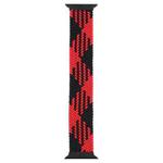 Plastic Buckle Mixed Color Nylon Braided Single Loop Watch Band For Apple Watch Ultra 49mm / Series 8&7 45mm / SE 2&6&SE&5&4 44mm / 3&2&1 42mm, Size:M(Checkered Red Black)