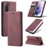 For Samsung Galaxy S21 5G CaseMe 013 Multifunctional Horizontal Flip Leather Case with Holder & Card Slot & Wallet(Wine Red)