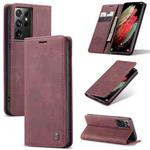 For Samsung Galaxy S21 Ultra 5G CaseMe 013 Multifunctional Horizontal Flip Leather Case with Holder & Card Slot & Wallet(Wine Red)