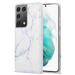 For Samsung Galaxy S21 Ultra 5G TPU Glossy Marble Pattern IMD Protective Case(White)
