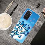 For OnePlus 9 Pro Shockproof Painted Transparent TPU Protective Case(Blue Butterfly)