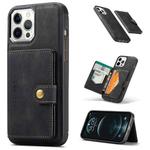 For iPhone 12 / 12 Pro JEEHOOD Retro Magnetic Detachable Protective Case with Wallet & Card Slot & Holder(Black)