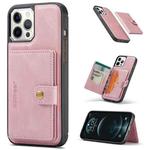For iPhone 12 Pro Max JEEHOOD Retro Magnetic Detachable Protective Case with Wallet & Card Slot & Holder(Pink)