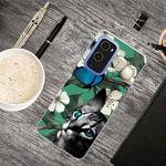 For OnePlus 9 Shockproof Painted Transparent TPU Protective Case(Cat Looking At Butterfly)