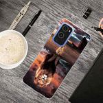 For OnePlus 9 Shockproof Painted Transparent TPU Protective Case(Desert Lion)