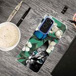 For OnePlus 9 Pro Shockproof Painted Transparent TPU Protective Case(Cat Looking At Butterfly)