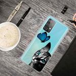 For Samsung Galaxy A52 5G / 4G Shockproof Painted Transparent TPU Protective Case(Cat Looking At Butterfly)