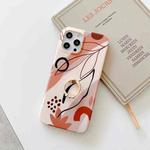 For iPhone 12 / 12 Pro Watercolor Painting Series Half Coverage IMD Workmanship Protective Case with Ring Holder(DX-50)