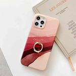 For iPhone 12 / 12 Pro Watercolor Painting Series Half Coverage IMD Workmanship Protective Case with Ring Holder(DX-52)