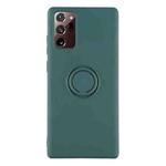 For Samsung Galaxy S20 FE Solid Color Liquid Silicone Shockproof Full Coverage Protective Case with Ring Holder(Deep Green)