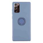 For Samsung Galaxy S20 FE Solid Color Liquid Silicone Shockproof Full Coverage Protective Case with Ring Holder(Grey)
